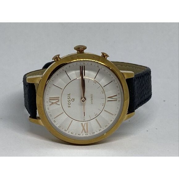 Fossil FTW5018 Women's Black Leather White Analog Dial Hybrid Smartwatch XX802 - Picture 7 of 12